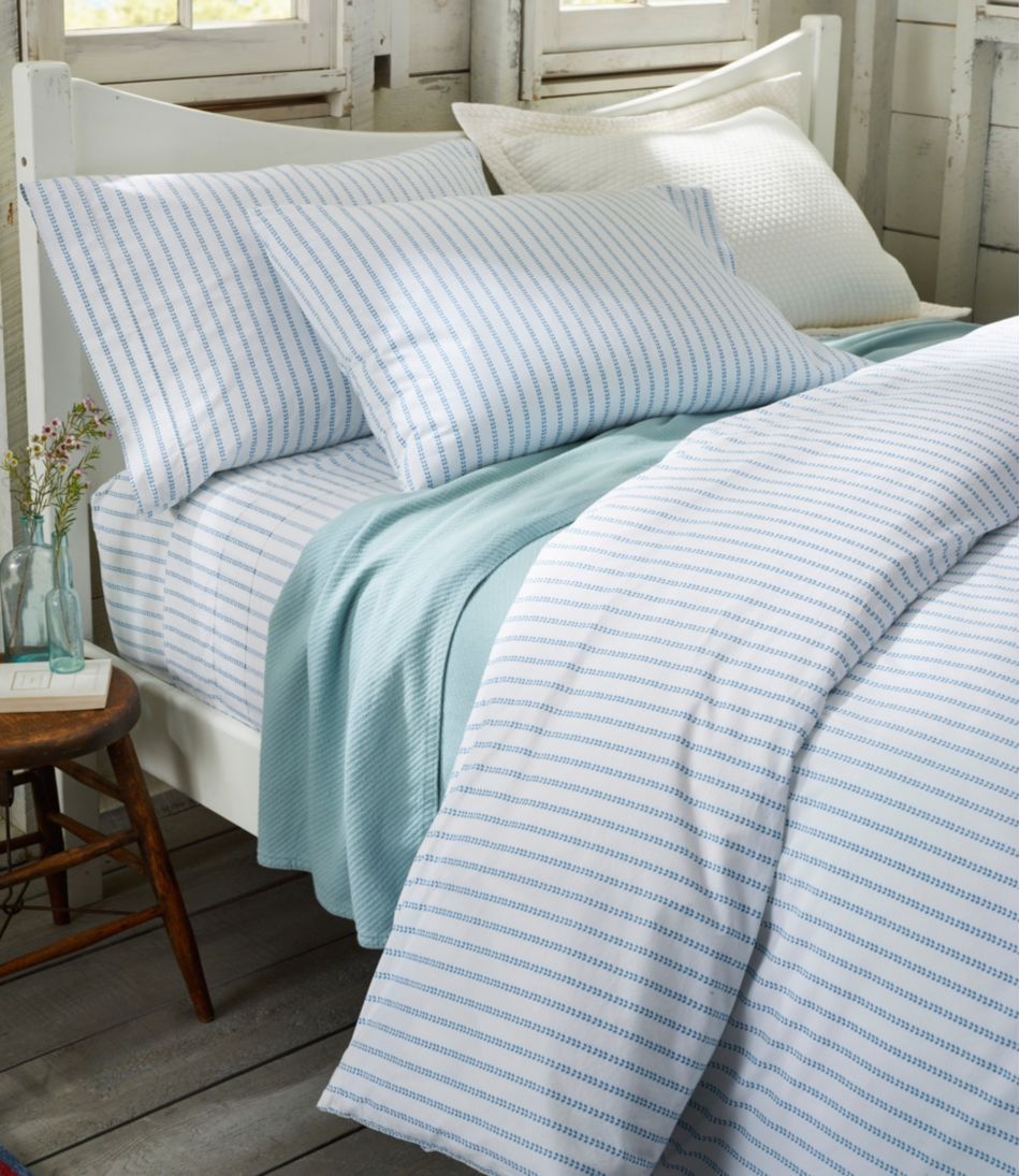 Sunwashed Percale Comforter Cover, Stripe Leaf - L.L.Bean Top Pick