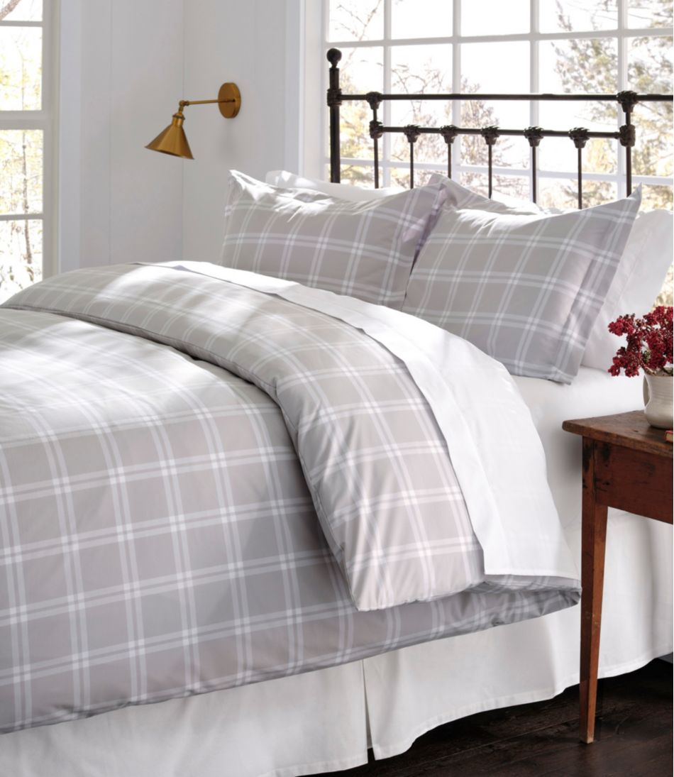 280-Thread-Count Pima Cotton Percale Comforter Cover Collection, Windowpane - L.L.Bean Everyday
