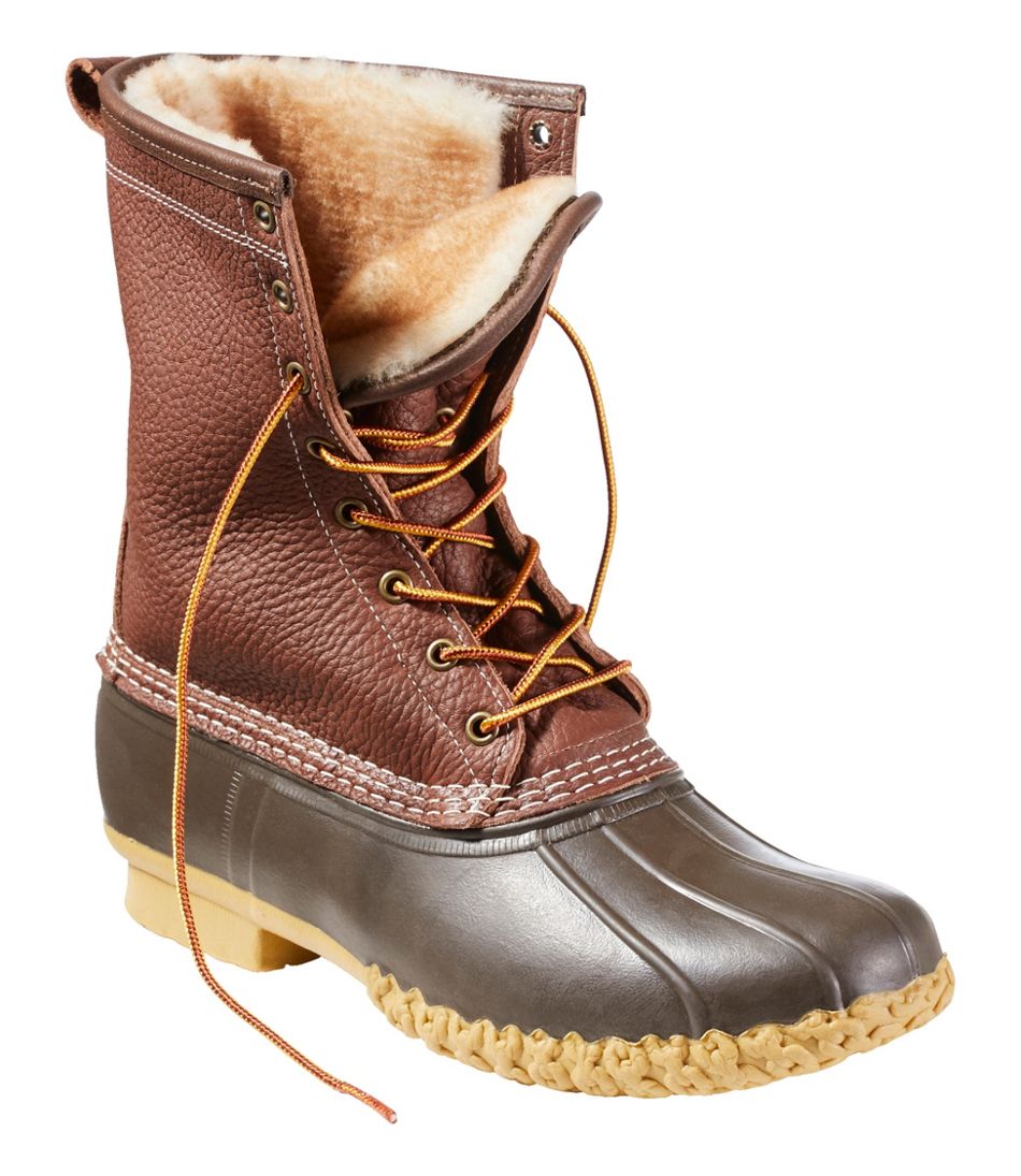 Men's Bean Boots, 10" Shearling-Lined Tumbled Leather - L.L.Bean Top Pick