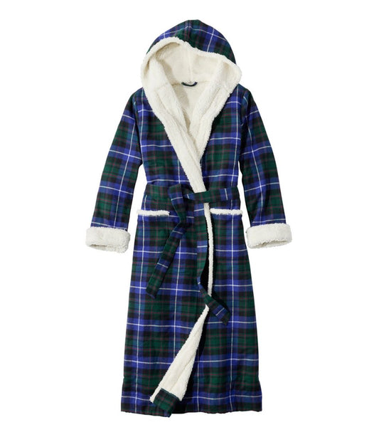Women's Scotch Plaid Flannel Robe, Sherpa-Lined Long - L.L.Bean Exclusive