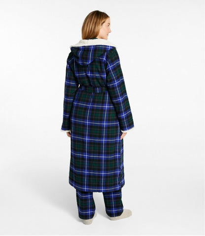 Women's Scotch Plaid Flannel Robe, Sherpa-Lined Long - L.L.Bean Exclusive