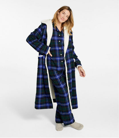 Women's Scotch Plaid Flannel Robe, Sherpa-Lined Long - L.L.Bean Exclusive