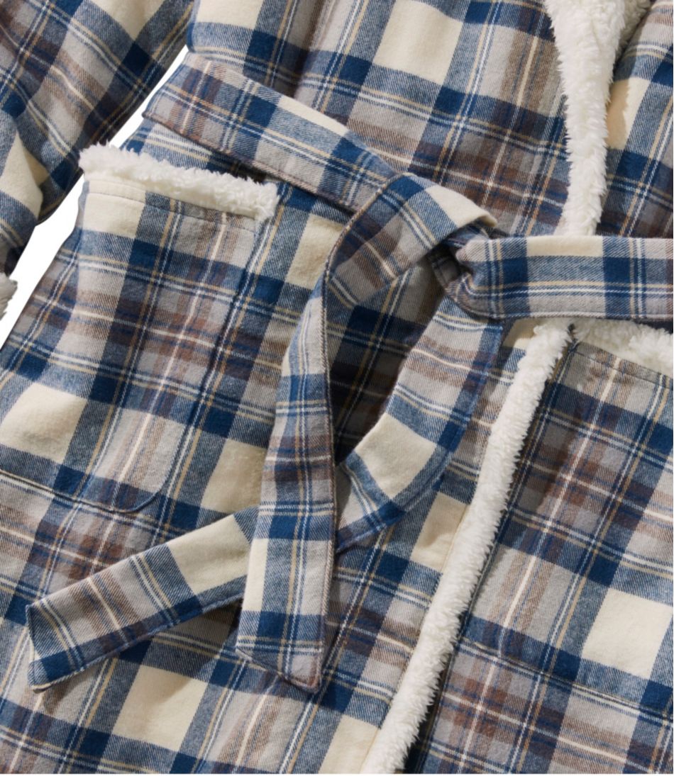 Women's Scotch Plaid Flannel Robe, Sherpa-Lined Long - L.L.Bean Exclusive