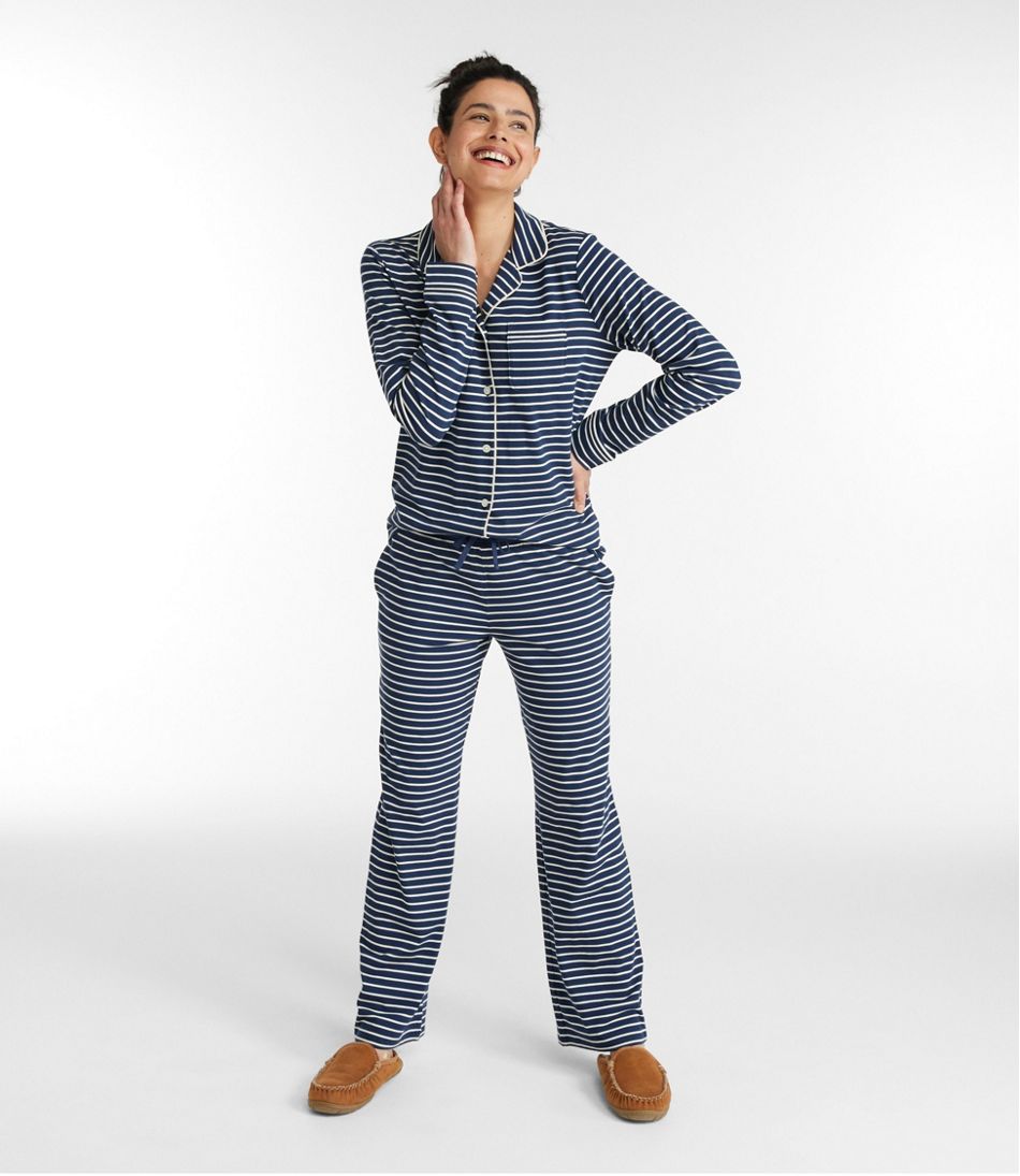 Women's Super-Soft Shrink-Free Button Front Pajama Set, Stripe - L.L.Bean Classic