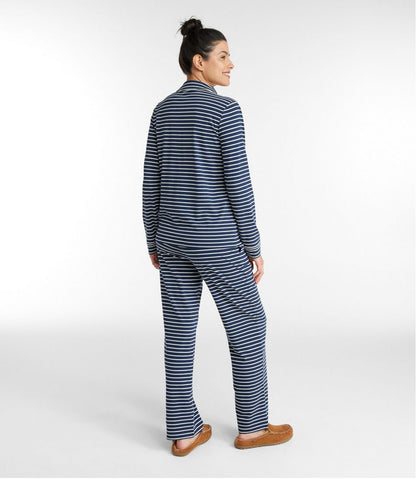 Women's Super-Soft Shrink-Free Button Front Pajama Set, Stripe - L.L.Bean Classic