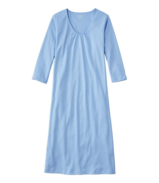 Women's Supima Cotton Nightgown, V-Neck Three-Quarter-Sleeve - L.L.Bean Everyday