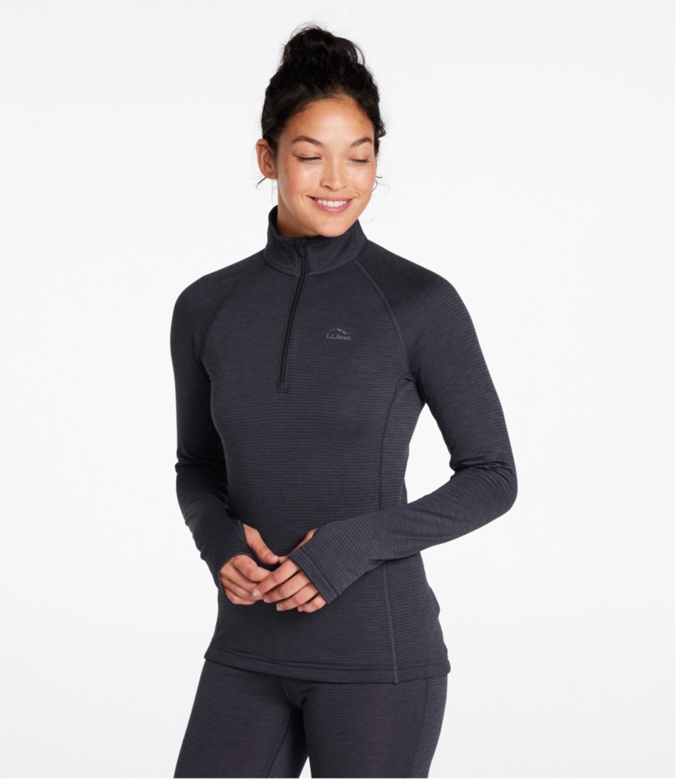 Women's L.L.Bean Midweight Base Layer Crew Top, 1/4 Zip - L.L.Bean Signature