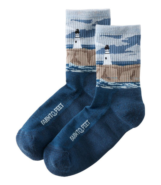 Adults' Farm to Feet Cape Headlight Lighthouse Light Cushion 3/4 Crew Socks - L.L.Bean Featured