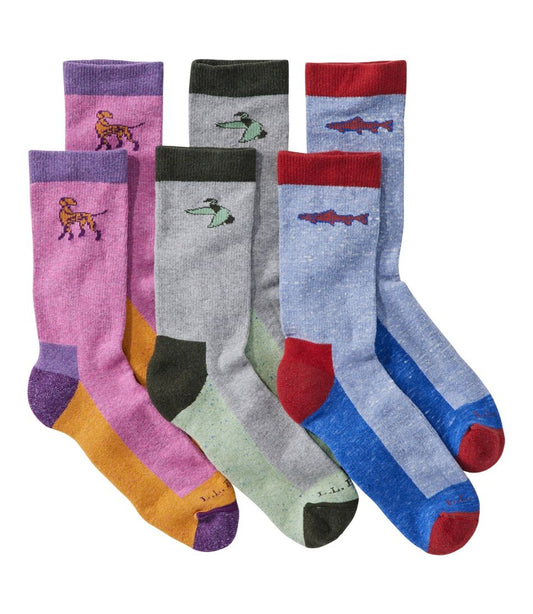 Adults' Wicked Soft Cotton Socks Animal Gift Set, 3-Pack - L.L.Bean Signature