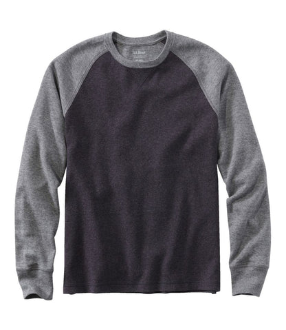 Men's Washed Cotton Double-Knit Crewneck, Slightly Fitted Long-Sleeve Colorblock - L.L.Bean Classic