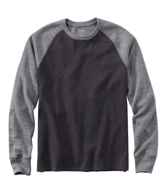 Men's Washed Cotton Double-Knit Crewneck, Slightly Fitted Long-Sleeve Colorblock - L.L.Bean Classic