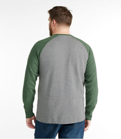Men's Washed Cotton Double-Knit Crewneck, Slightly Fitted Long-Sleeve Colorblock - L.L.Bean Classic