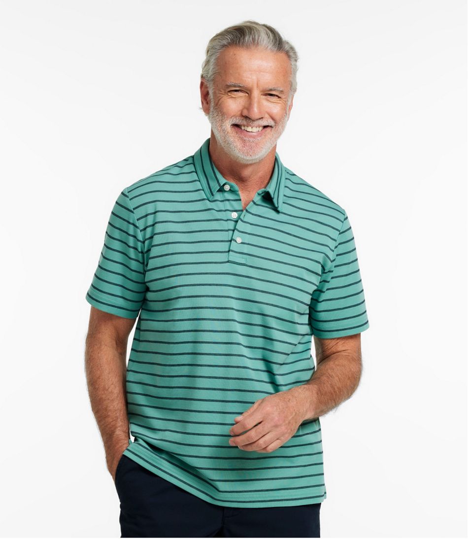 Men's Comfort Stretch Performance® Polo, Short-Sleeve, Slightly Fitted, Stripe - L.L.Bean Quality