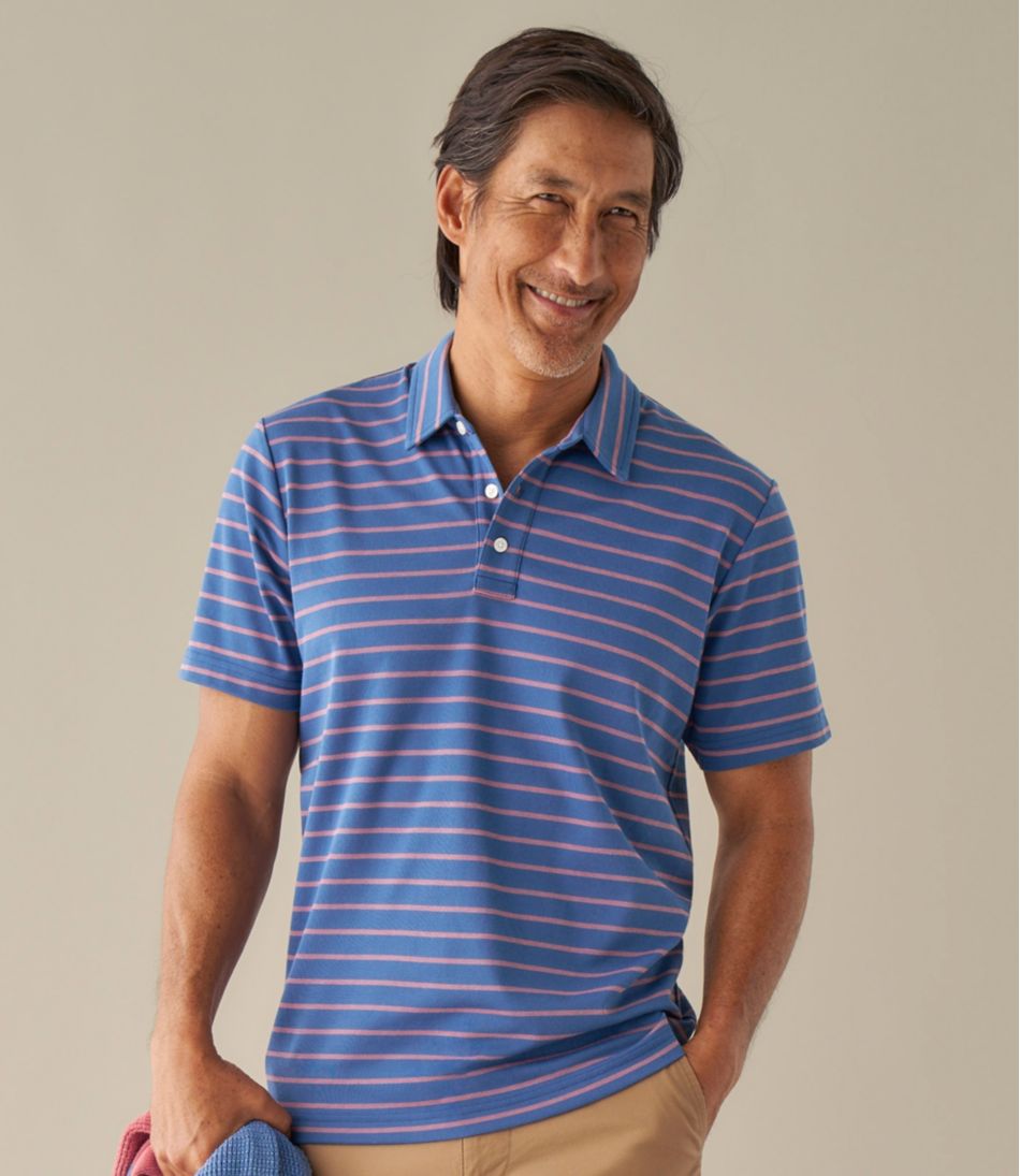 Men's Comfort Stretch Performance® Polo, Short-Sleeve, Slightly Fitted, Stripe - L.L.Bean Quality