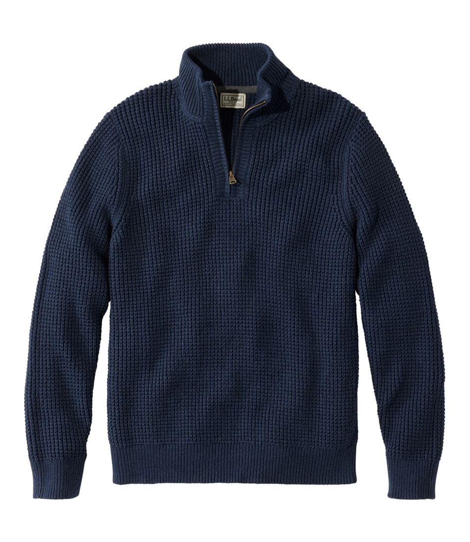 Men's Organic Cotton Waffle Sweater, Quarter Zip - L.L.Bean Exclusive