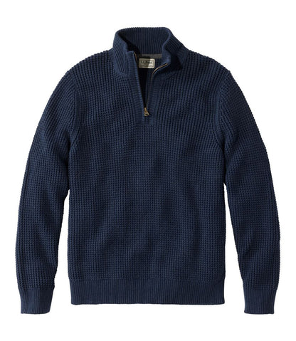 Men's Organic Cotton Waffle Sweater, Quarter Zip - L.L.Bean Exclusive