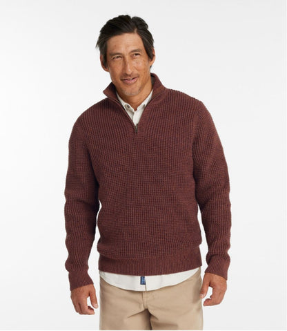 Men's Organic Cotton Waffle Sweater, Quarter Zip - L.L.Bean Exclusive