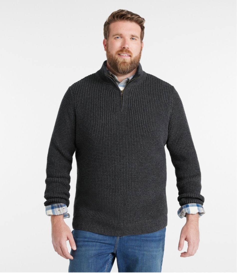 Men's Organic Cotton Waffle Sweater, Quarter Zip - L.L.Bean Exclusive