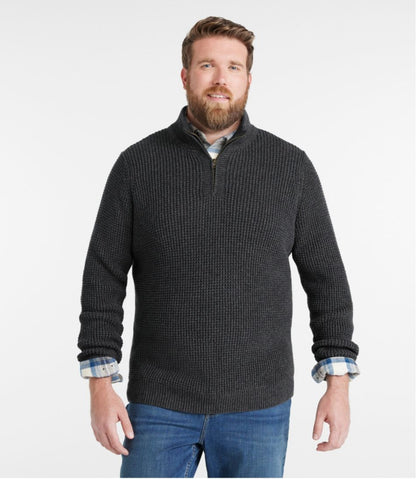 Men's Organic Cotton Waffle Sweater, Quarter Zip - L.L.Bean Exclusive