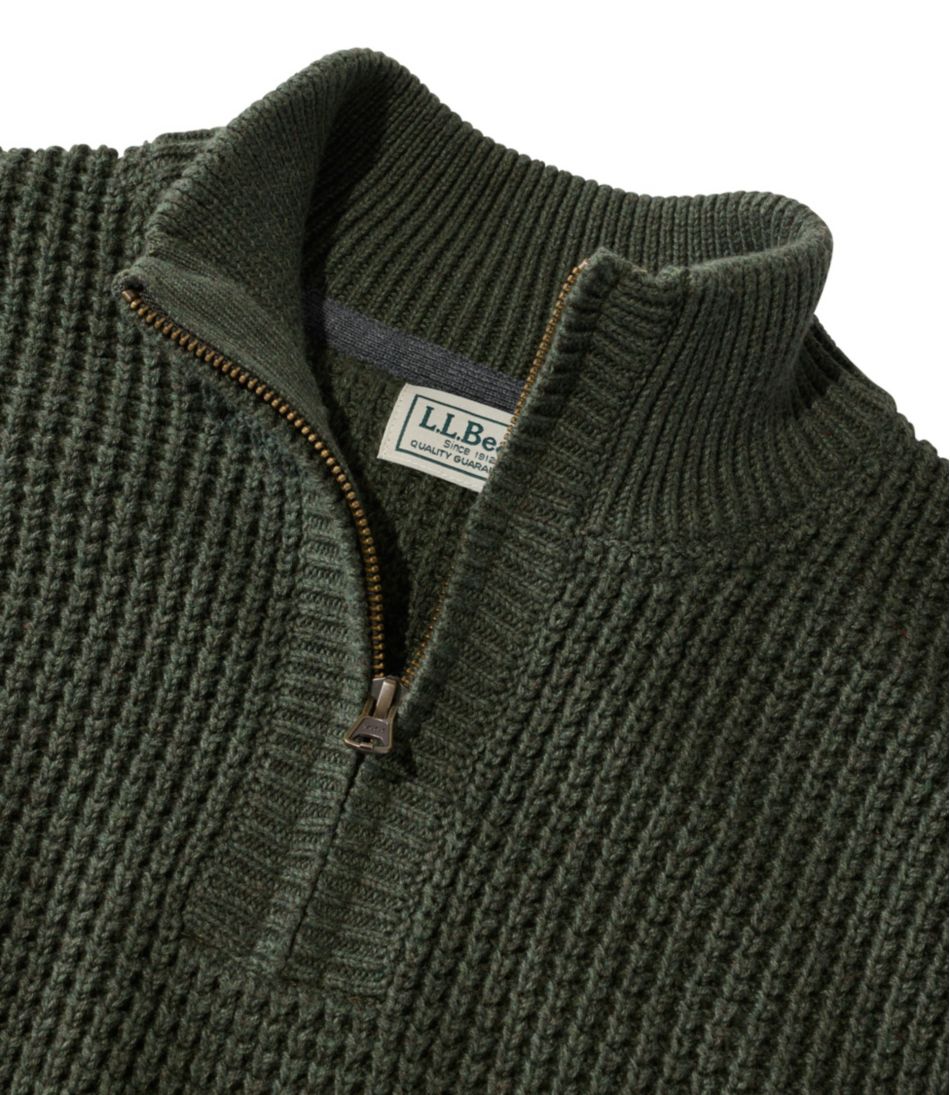 Men's Organic Cotton Waffle Sweater, Quarter Zip - L.L.Bean Exclusive