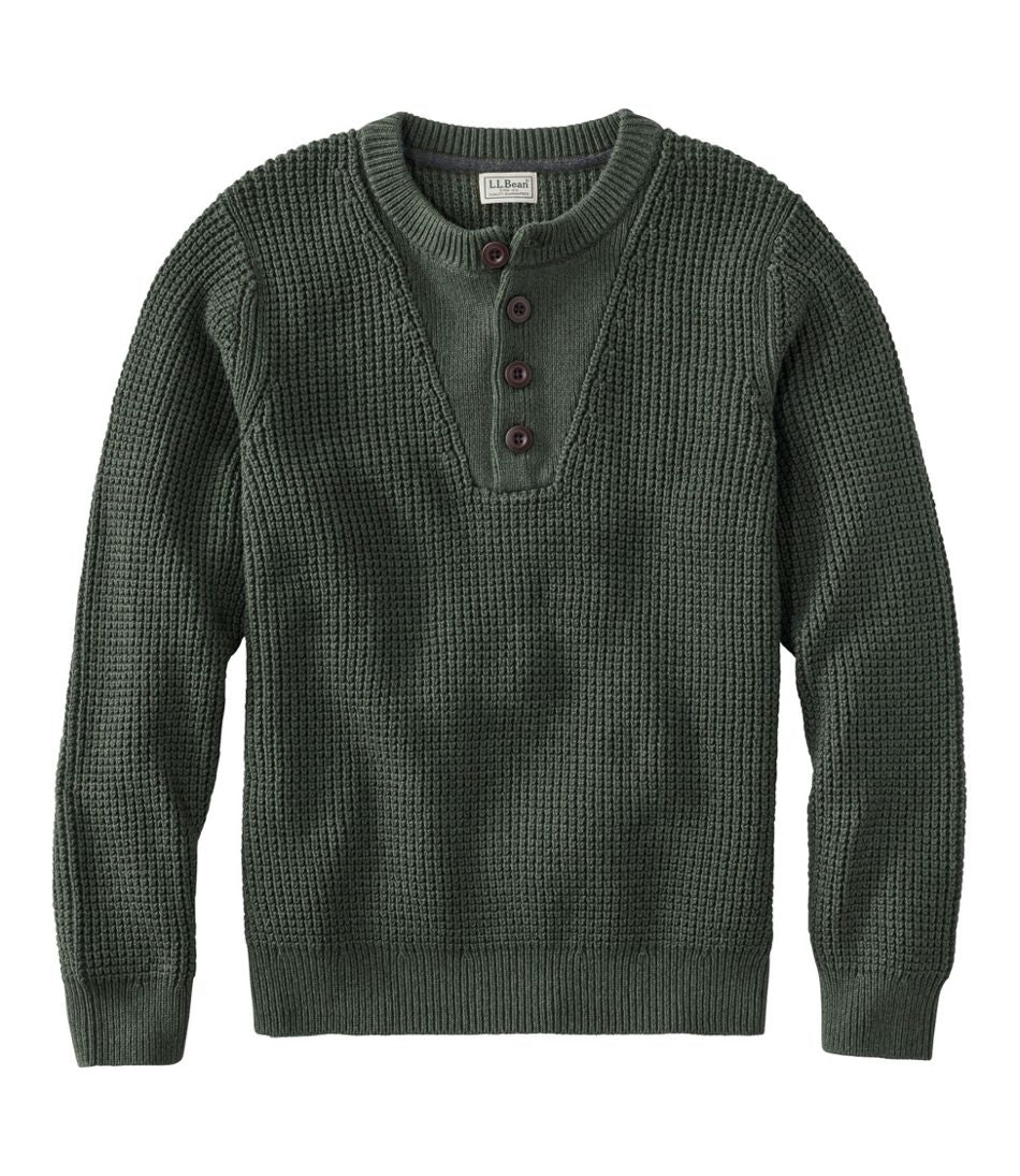 Men's L.L.Bean Organic Cotton Waffle Sweater, Henley - L.L.Bean Signature