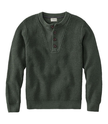 Men's L.L.Bean Organic Cotton Waffle Sweater, Henley - L.L.Bean Signature