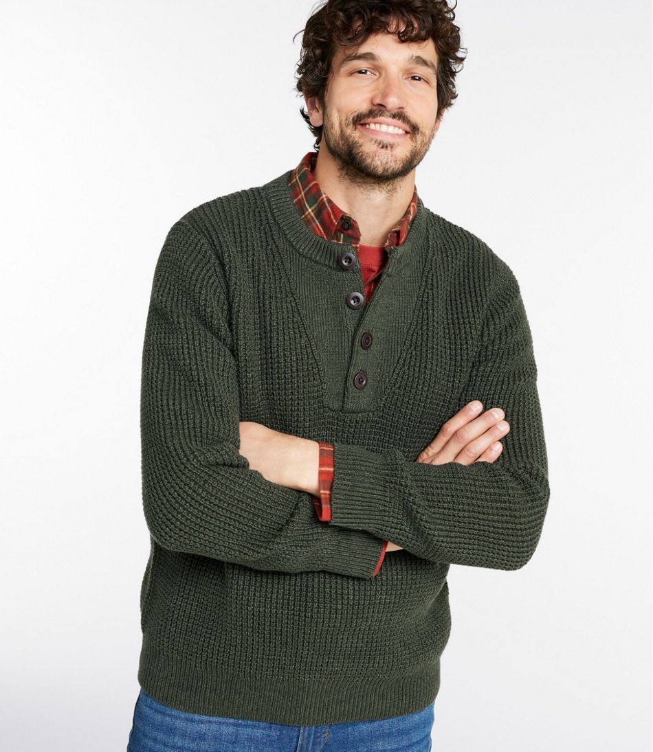 Men's L.L.Bean Organic Cotton Waffle Sweater, Henley - L.L.Bean Signature