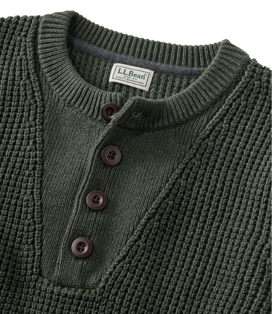 Men's L.L.Bean Organic Cotton Waffle Sweater, Henley - L.L.Bean Signature