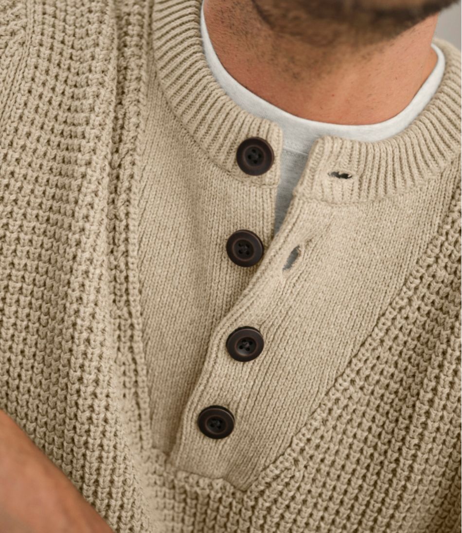 Men's L.L.Bean Organic Cotton Waffle Sweater, Henley - L.L.Bean Signature
