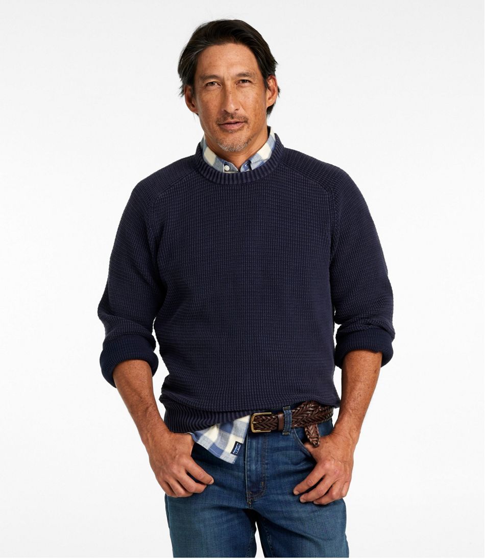 Men's Sunwashed Textured Cotton Sweater, Crewneck - L.L.Bean Everyday