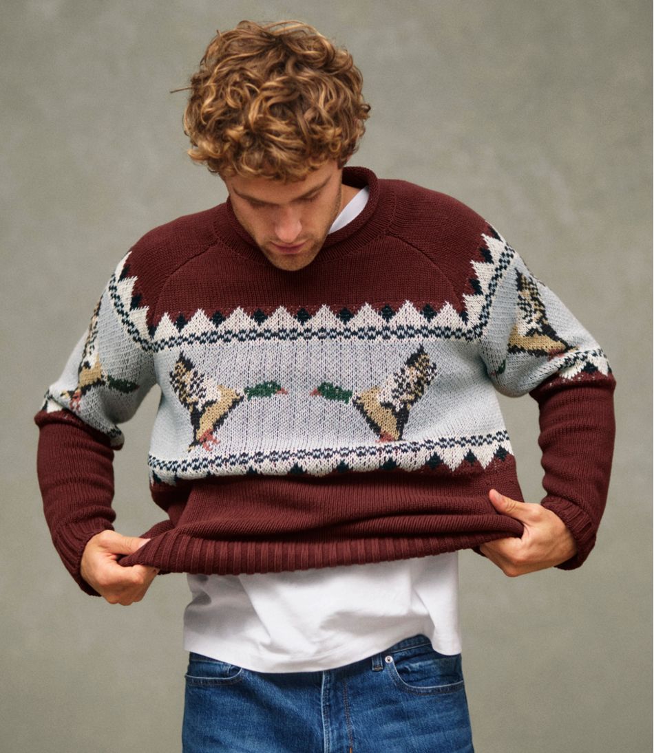 Men's Signature Organic Cotton Rollneck Sweater, Fair Isle - L.L.Bean New