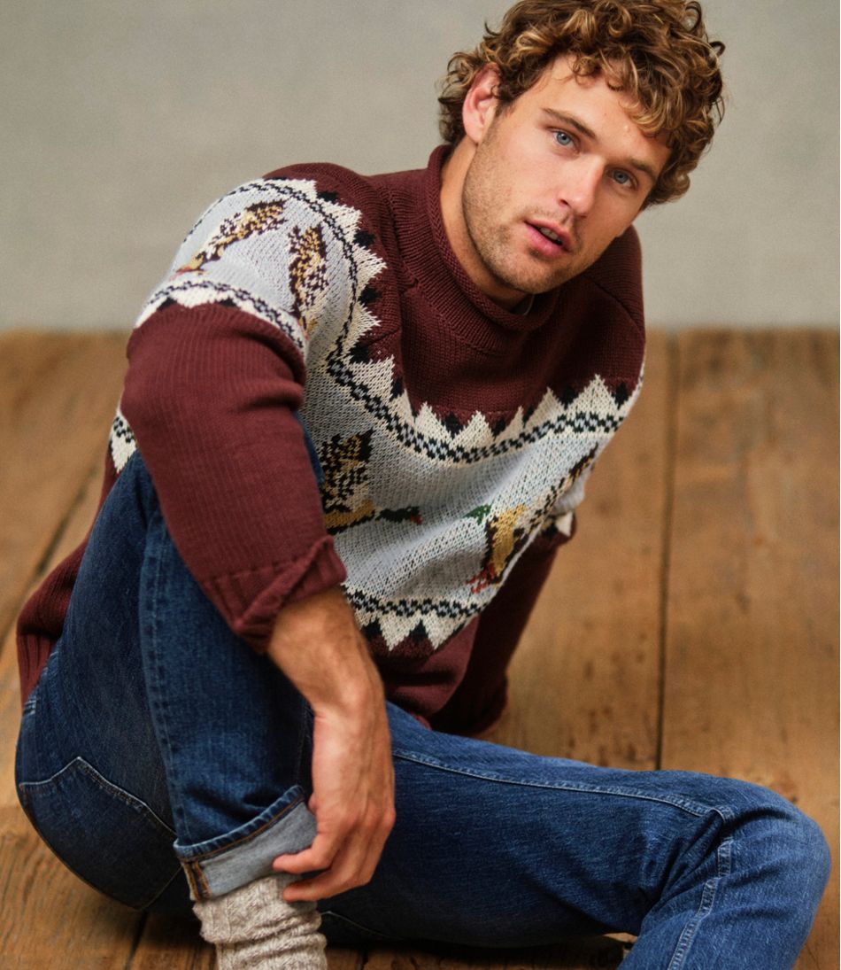 Men's Signature Organic Cotton Rollneck Sweater, Fair Isle - L.L.Bean New