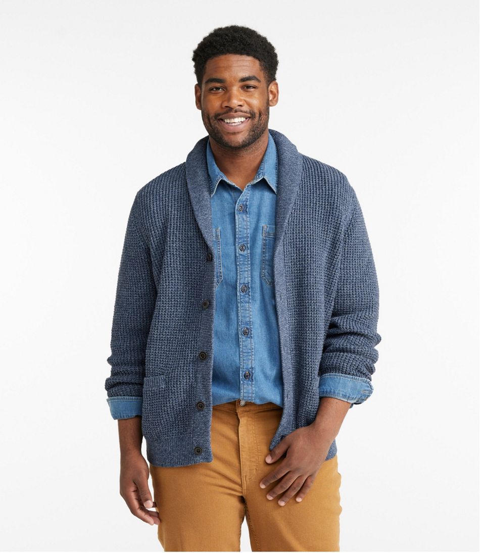 Men's Organic Cotton Waffle Sweater, Cardigan - L.L.Bean Best Seller