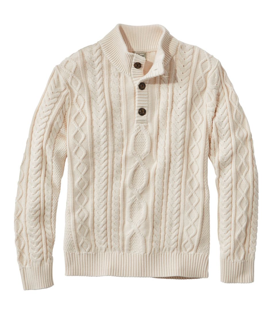 Men's Bean's Heritage Soft Cotton Fisherman Sweater, Button-Mock - L.L.Bean Recommended