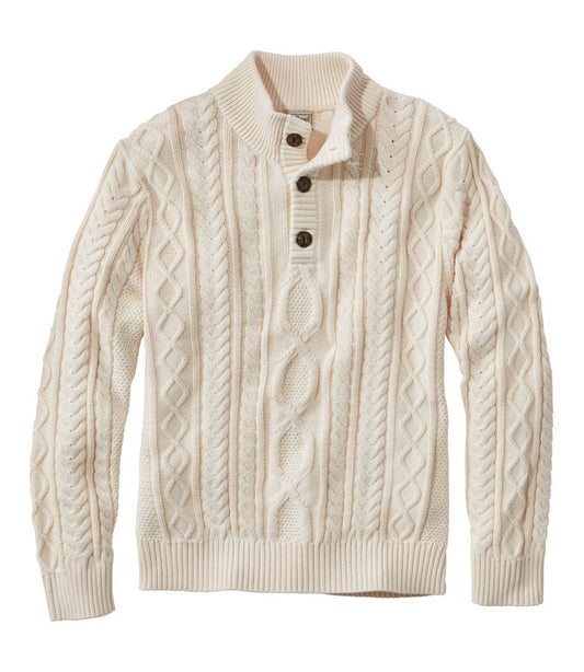 Men's Bean's Heritage Soft Cotton Fisherman Sweater, Button-Mock - L.L.Bean Recommended