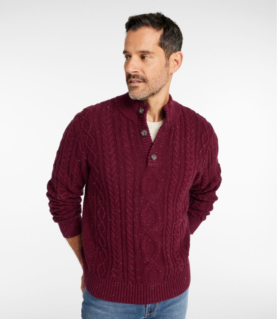 Men's Bean's Heritage Soft Cotton Fisherman Sweater, Button-Mock - L.L.Bean Recommended