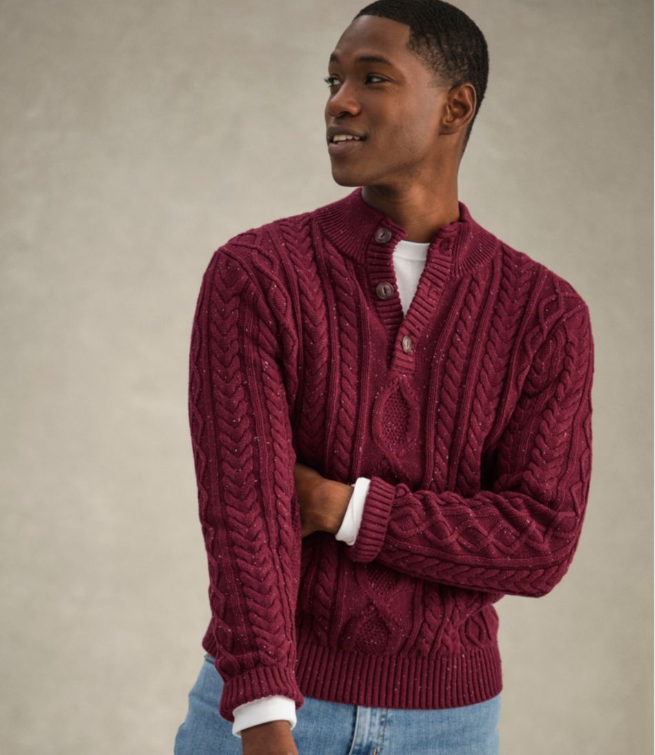 Men's Bean's Heritage Soft Cotton Fisherman Sweater, Button-Mock - L.L.Bean Recommended