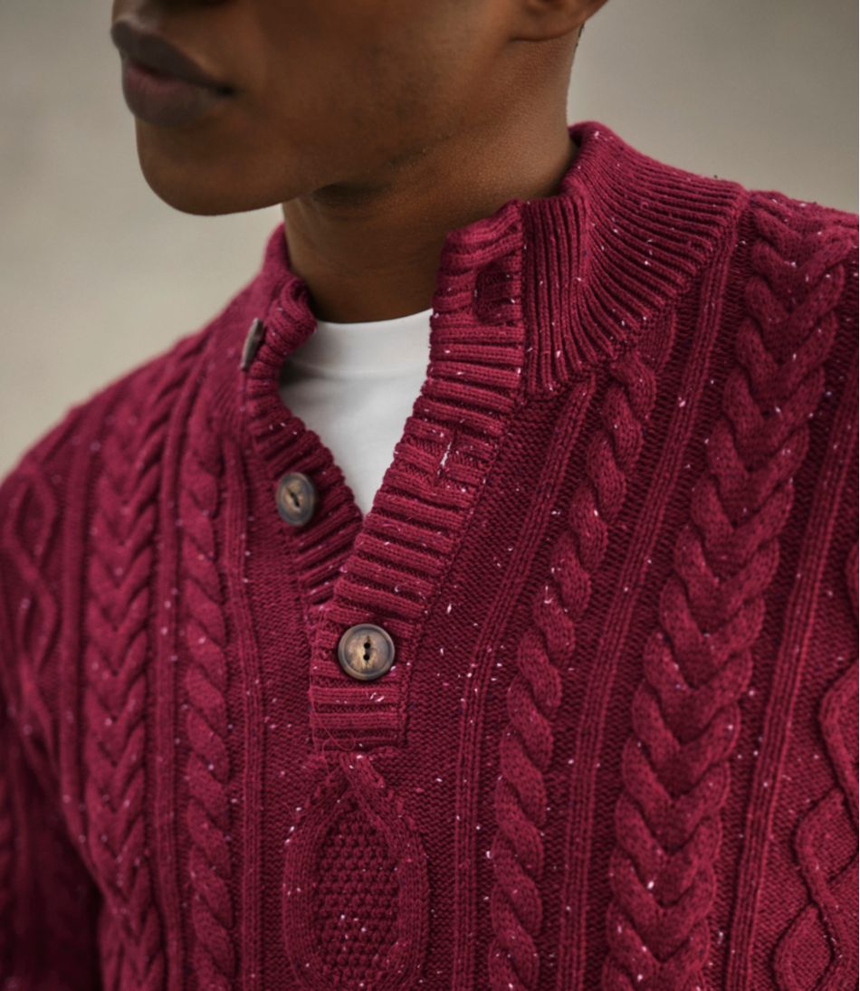 Men's Bean's Heritage Soft Cotton Fisherman Sweater, Button-Mock - L.L.Bean Recommended