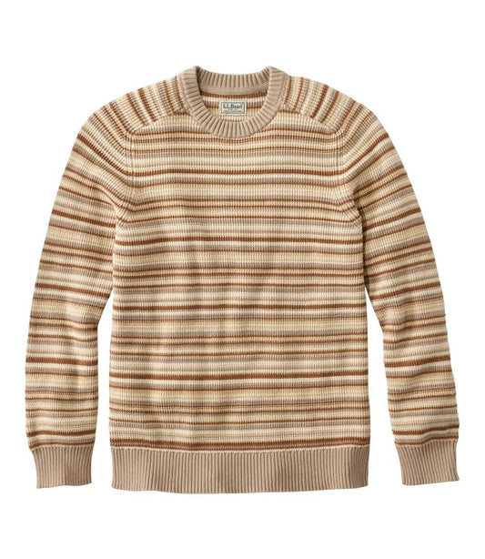 Men's Sunwashed Textured Cotton Sweater, Crewneck, Stripe - L.L.Bean Everyday