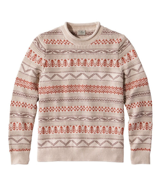 Men's L.L.Bean Organic Cotton Waffle Sweater, Crewneck, Fair Isle - L.L.Bean Value
