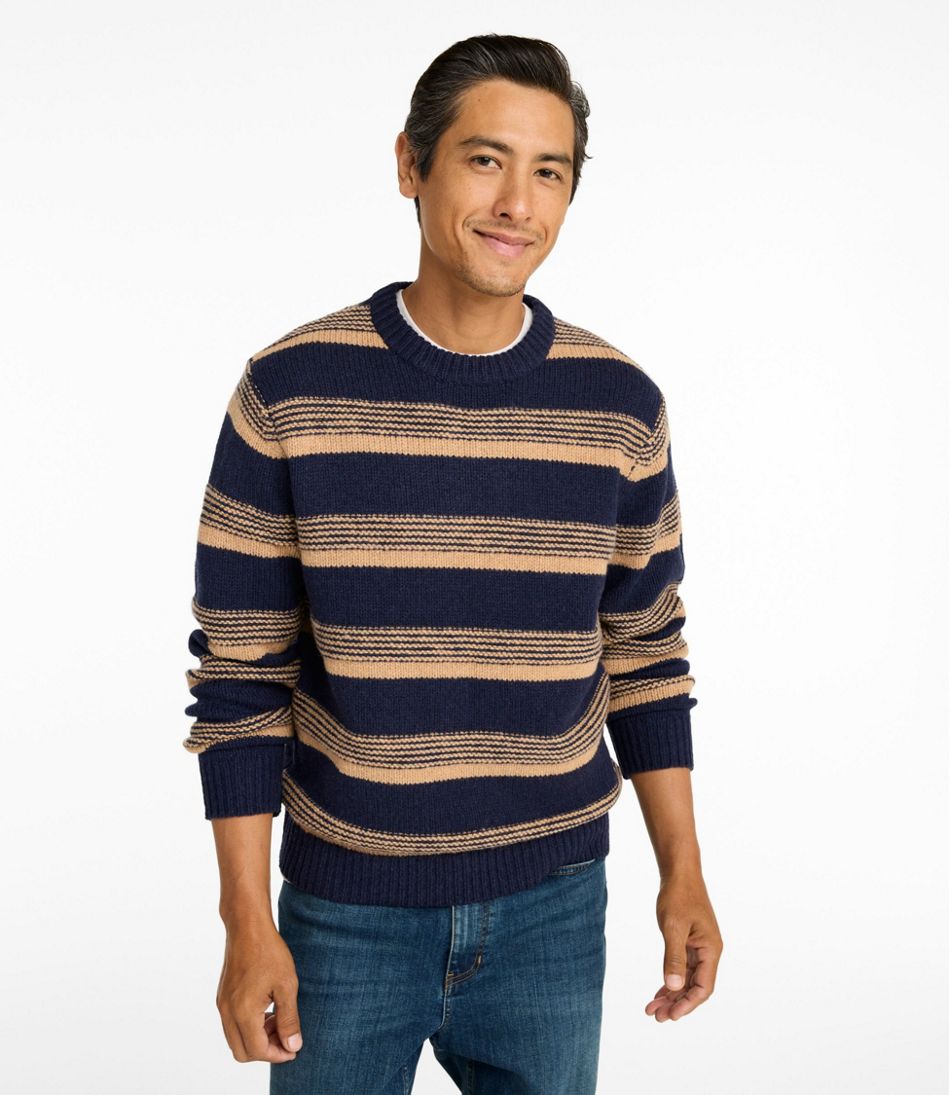 Men's Bean's Classic Ragg Wool Sweater, Crewneck, Stripe - L.L.Bean Customer Favorite