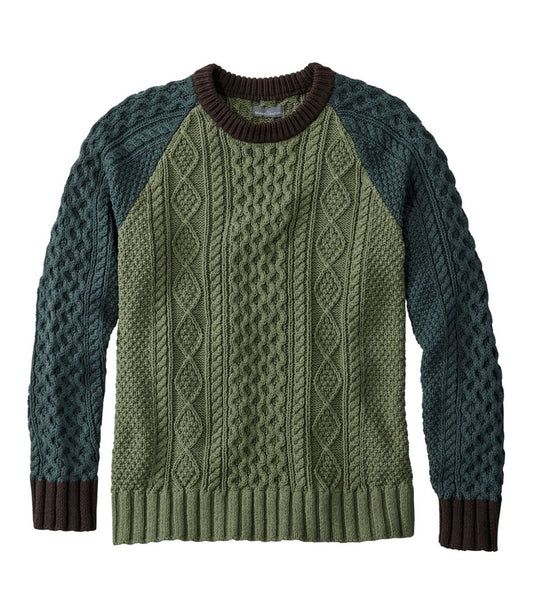 Men's Signature Cotton Fisherman Sweater, Crewneck, Colorblock - L.L.Bean Top Pick