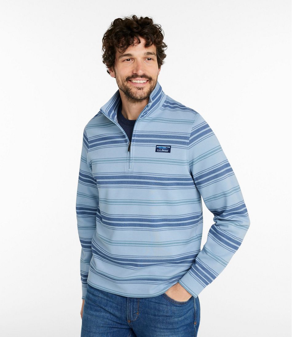Men's Comfort Stretch Performance® Piqué, Quarter-Zip Pullover, Stripe - L.L.Bean New