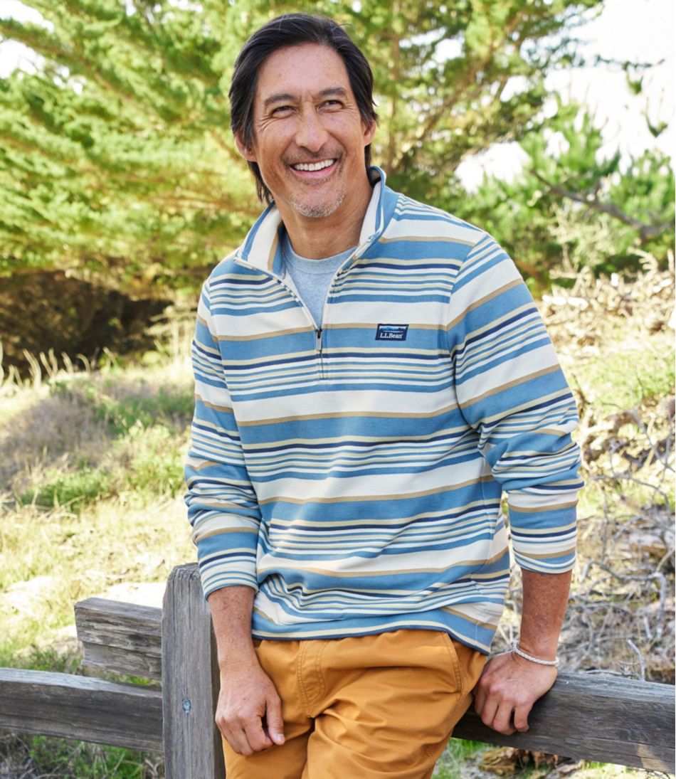 Men's Comfort Stretch Performance® Piqué, Quarter-Zip Pullover, Stripe - L.L.Bean New