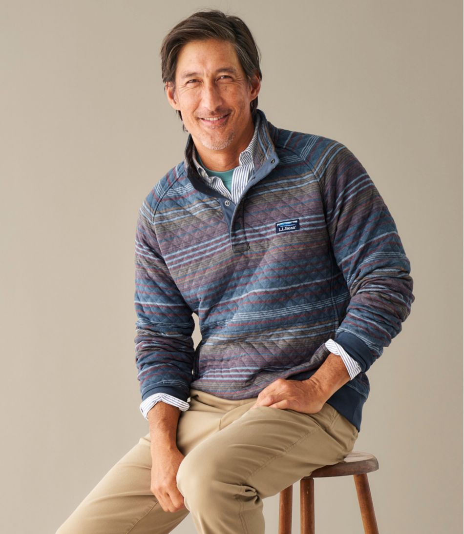 Men's Quilted Sweatshirt, Mockneck, Stripe - L.L.Bean Classic