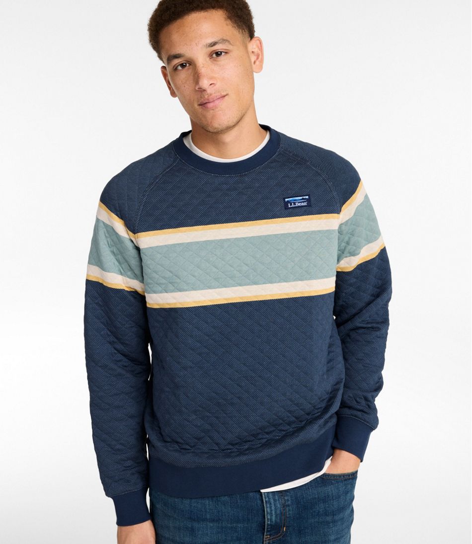 Men's Quilted Sweatshirt, Crewneck, Stripe - L.L.Bean Trusted