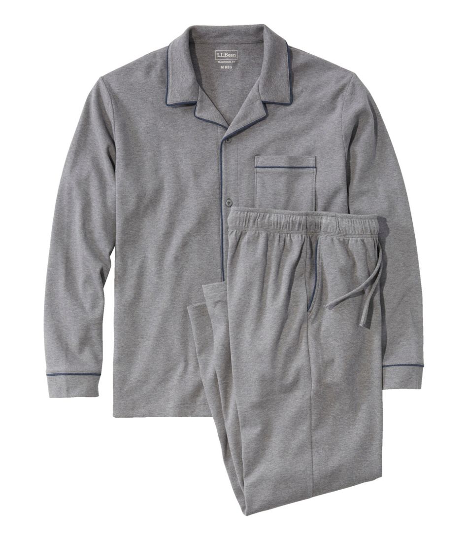 Men's Bean's Cotton Knit Pajamas, Button-Front PJ Set - L.L.Bean Essential