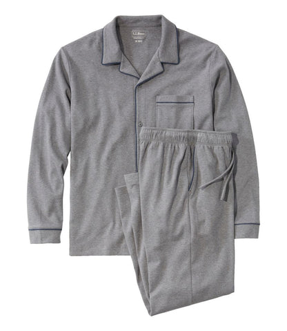 Men's Bean's Cotton Knit Pajamas, Button-Front PJ Set - L.L.Bean Essential
