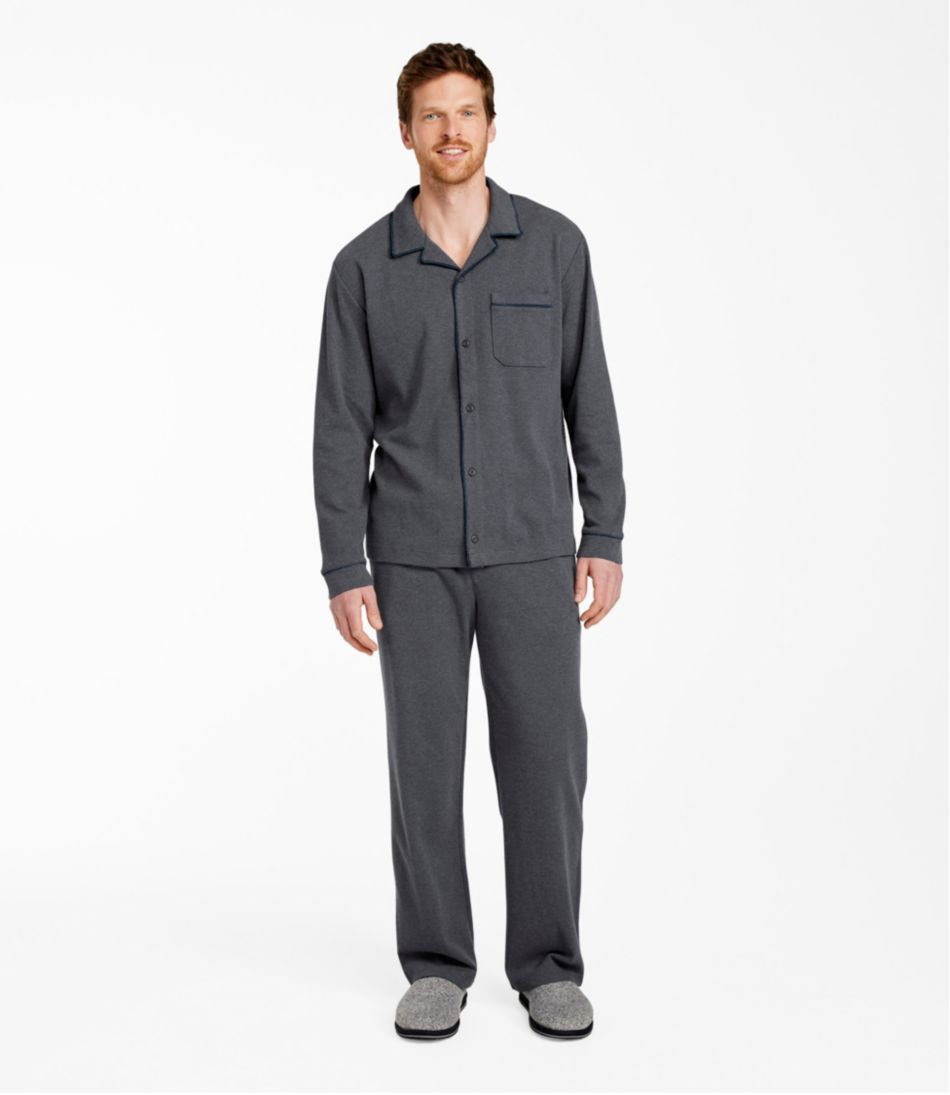 Men's Bean's Cotton Knit Pajamas, Button-Front PJ Set - L.L.Bean Essential