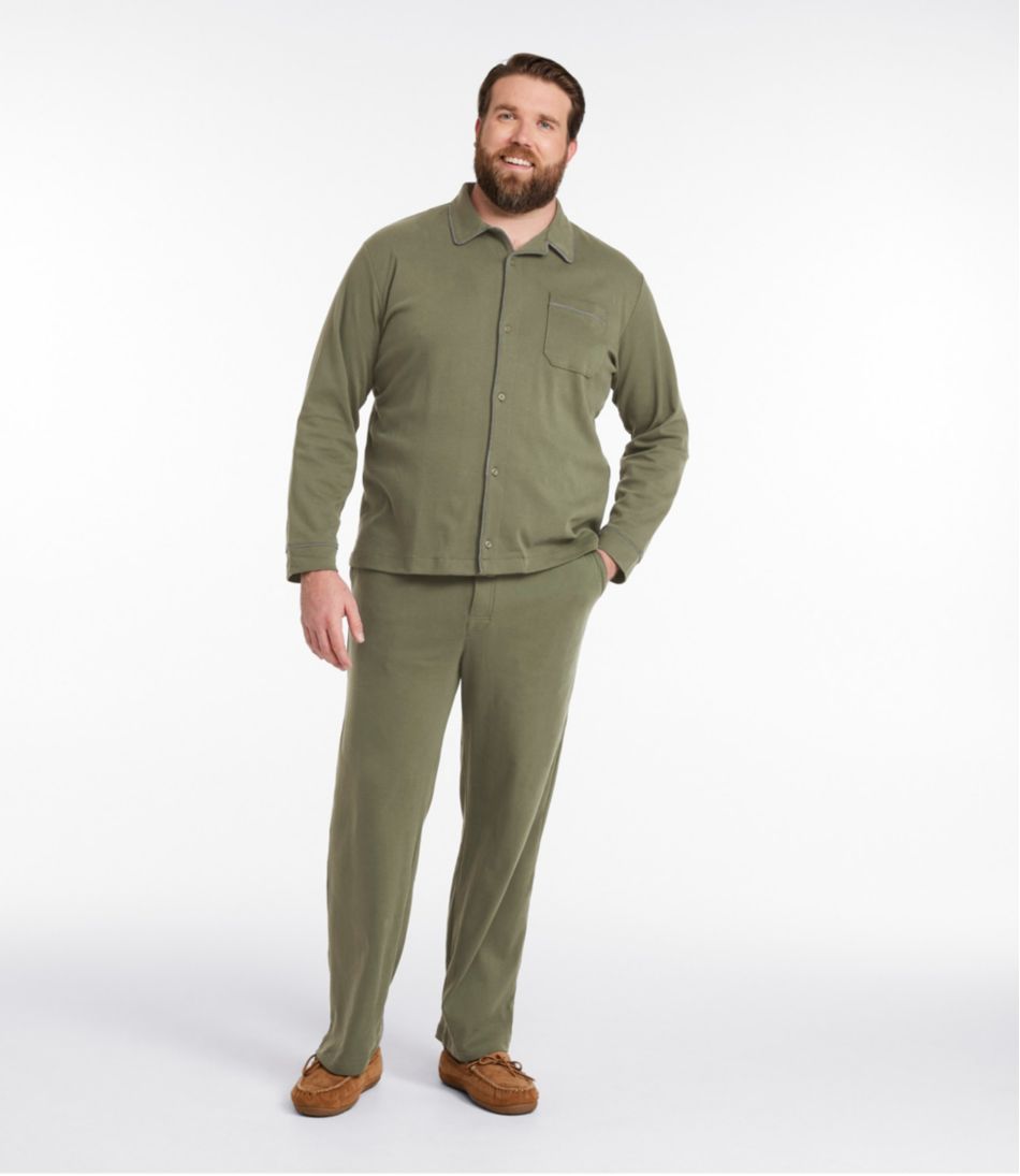 Men's Bean's Cotton Knit Pajamas, Button-Front PJ Set - L.L.Bean Essential